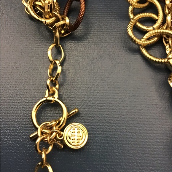 NWOT Beautiful Multiple chain Gold and Brown Necklace - Picture 5 of 5